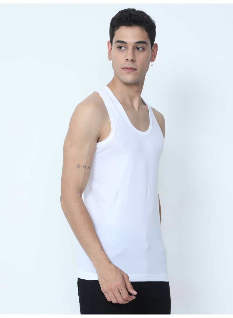 أوسكار جينز مجموعة من 12 قميص داخلي رجالي أساسي من القطن بنسبة 100% بدون أكمام ناعم وجيد التهوية - Image 2