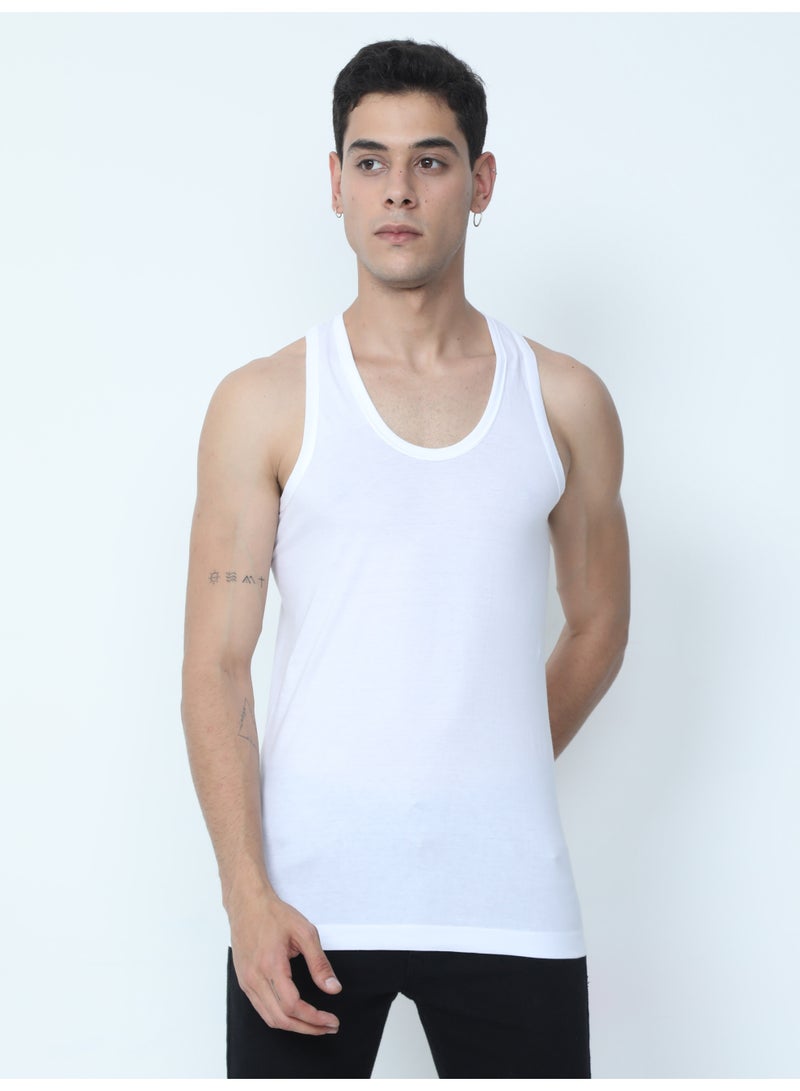 أوسكار جينز مجموعة من 12 قميص داخلي رجالي أساسي من القطن بنسبة 100% بدون أكمام ناعم وجيد التهوية - Image 1