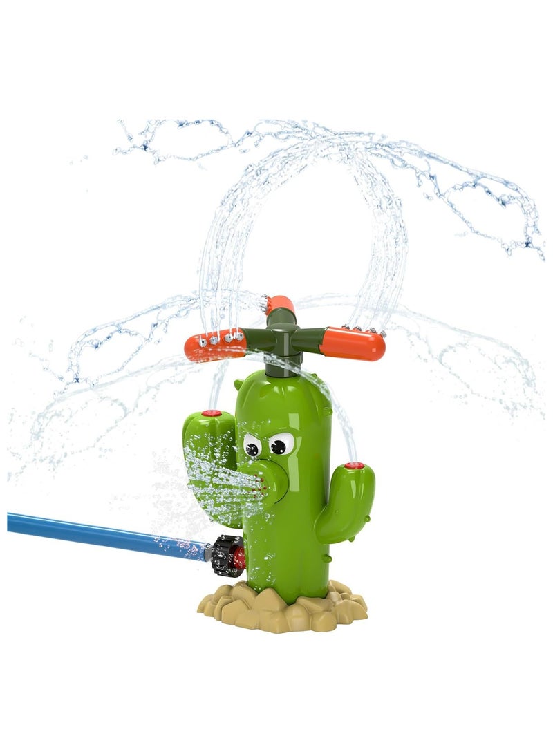 Cactus Water Sprinkler for Kids, Toddler Play Water Hose Sprinklers with 360°Rotating Splash, Outdoor Activities Fun Water Sprayer Game, Garden Backyard Lawn Summer Water Toy Boys Girls 3-8  - Image 3