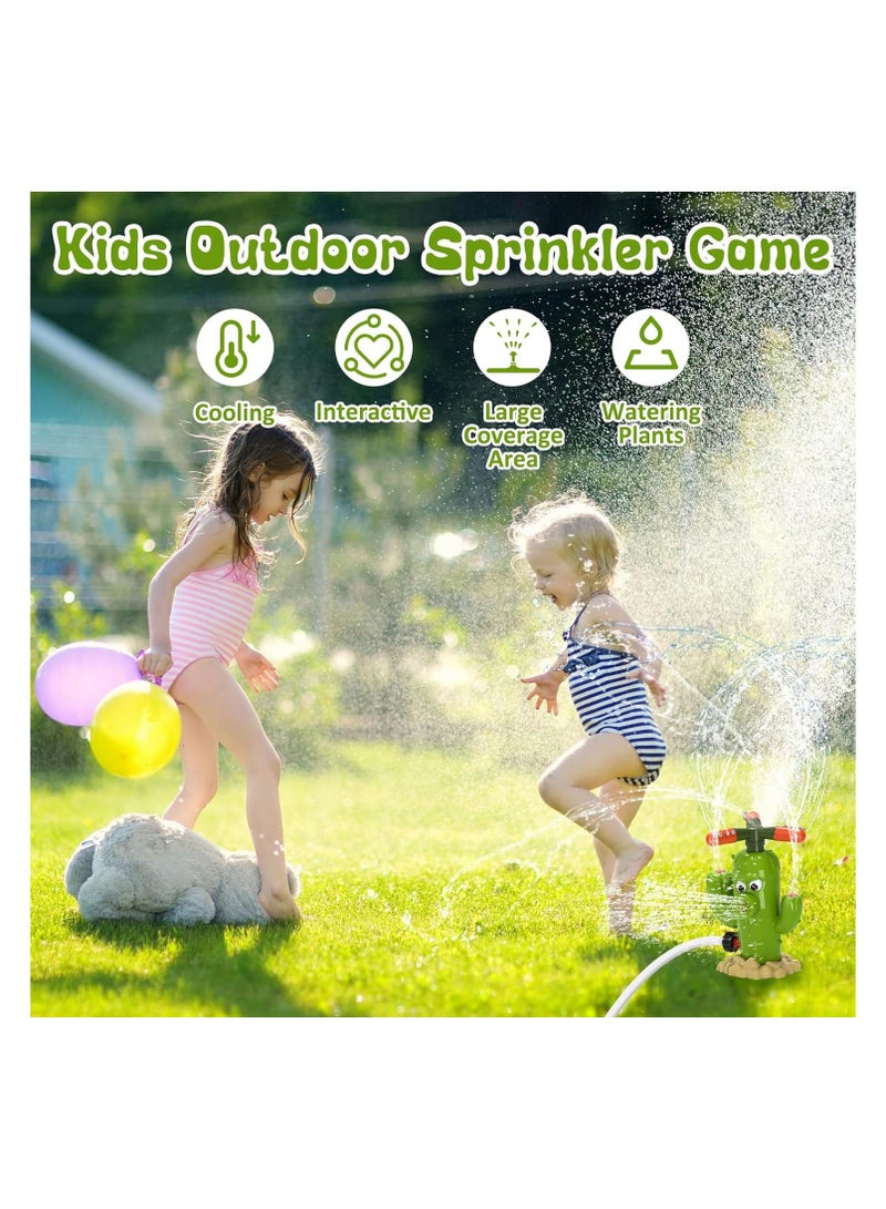 Cactus Water Sprinkler for Kids, Toddler Play Water Hose Sprinklers with 360°Rotating Splash, Outdoor Activities Fun Water Sprayer Game, Garden Backyard Lawn Summer Water Toy Boys Girls 3-8  - Image 4