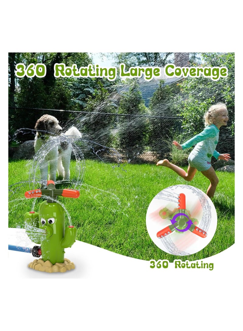 Cactus Water Sprinkler for Kids, Toddler Play Water Hose Sprinklers with 360°Rotating Splash, Outdoor Activities Fun Water Sprayer Game, Garden Backyard Lawn Summer Water Toy Boys Girls 3-8  - Image 5