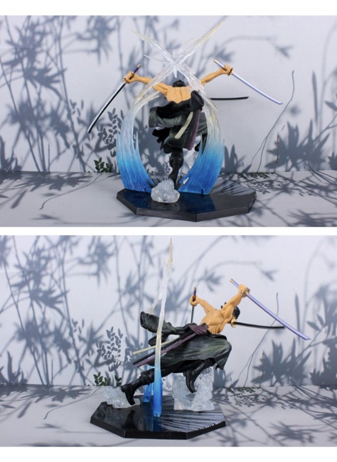 Generic - Anime One Piece Roronoa Zoro Action Figure, Three Swords Zoro Model Figure Statue, PVC Character Model Toys, Collection Gift Creative Cartoon Toy for Boys and Girls 18 CM（2 Head Models） - Image 1