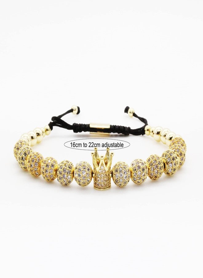 Innocence Imperial Crown King Copper Beads Cuff Bracelet Luxury Charm Fashion Cuban Link Bangle Jewelry Set For Men Women - Image 3