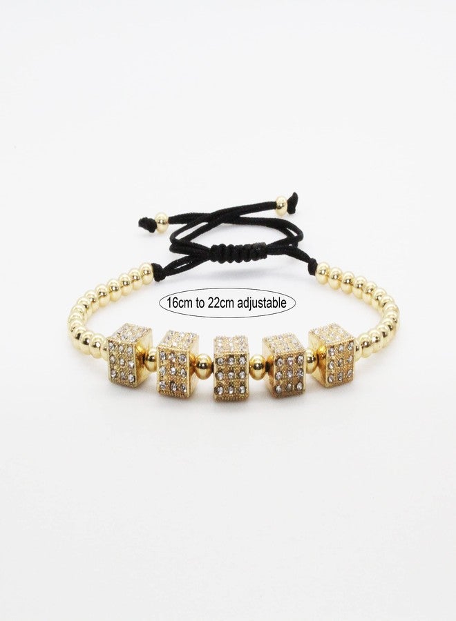 Innocence Imperial Crown King Copper Beads Cuff Bracelet Luxury Charm Fashion Cuban Link Bangle Jewelry Set For Men Women - Image 4