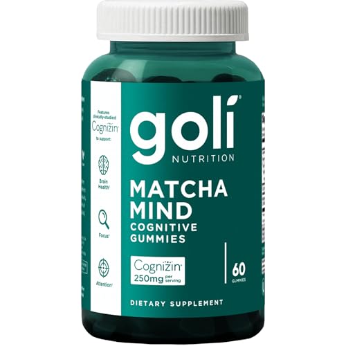 Goli جولي ماتشا مايند جومي 60 حبة مسحوق أوراق الشاي الأخضر مع كوجنيزين للتركيز والانتباه وصحة الدماغ نباتي خالي من الكائنات المعدلة وراثيًا خالي من الجلوتين خالي من الجيلاتين - Image 1