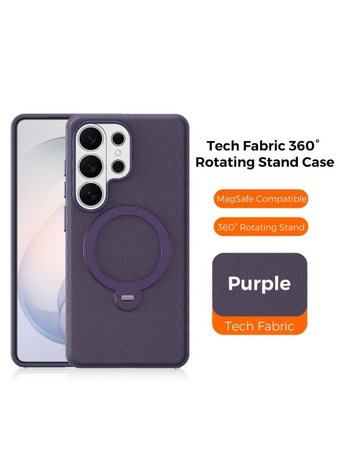 Tech Fabric Magnetic Invisible Rotating Stand Phone Case for Samsung Galaxy S26 Ultra / S25 Ultra / S24 Ultra / S23 Ultra, Dual Raised Edges Shockproof Cover - Image 1