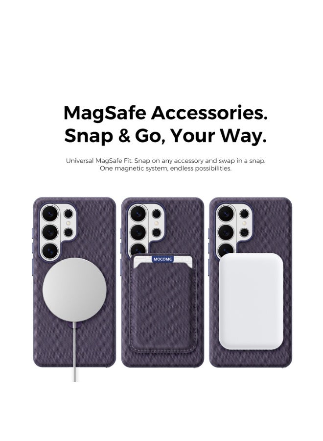 Tech Fabric Magnetic Invisible Rotating Stand Phone Case for Samsung Galaxy S26 Ultra / S25 Ultra / S24 Ultra / S23 Ultra, Dual Raised Edges Shockproof Cover - Image 5