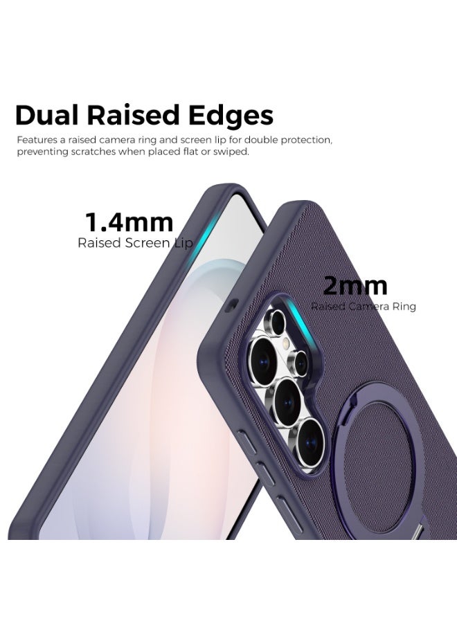 Tech Fabric Magnetic Invisible Rotating Stand Phone Case for Samsung Galaxy S26 Ultra / S25 Ultra / S24 Ultra / S23 Ultra, Dual Raised Edges Shockproof Cover - Image 2