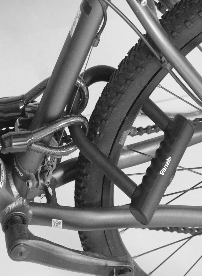 Venzio Bike U Lock with 5FT 12mm Steel Cable, Heavy Duty 14mm Shackle Bicycle Lock with 2 Keys, Mounting Bracket, Weatherproof Anti-Theft Bike Lock Set for Road, Mountain & E-Bikes - Image 5