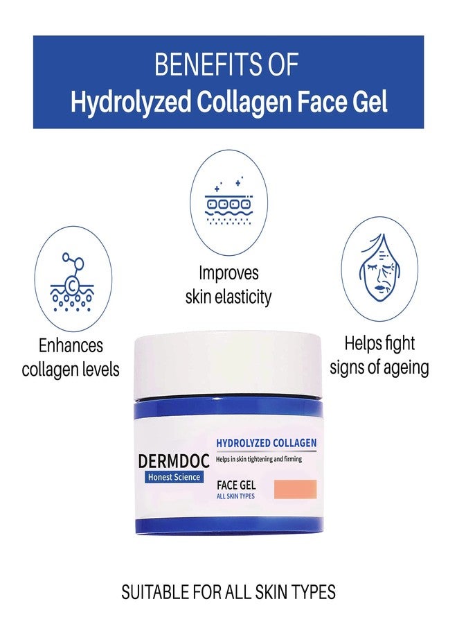 DermDoc Skin Tightening Face Gel With Hydrolyzed Collagen, 50 g | Oil Free Moisturizer For All Skin Types | Helps Tighten Skin, Lightweight & Absorbs Quickly | No Parabens & Sulphates - Image 3