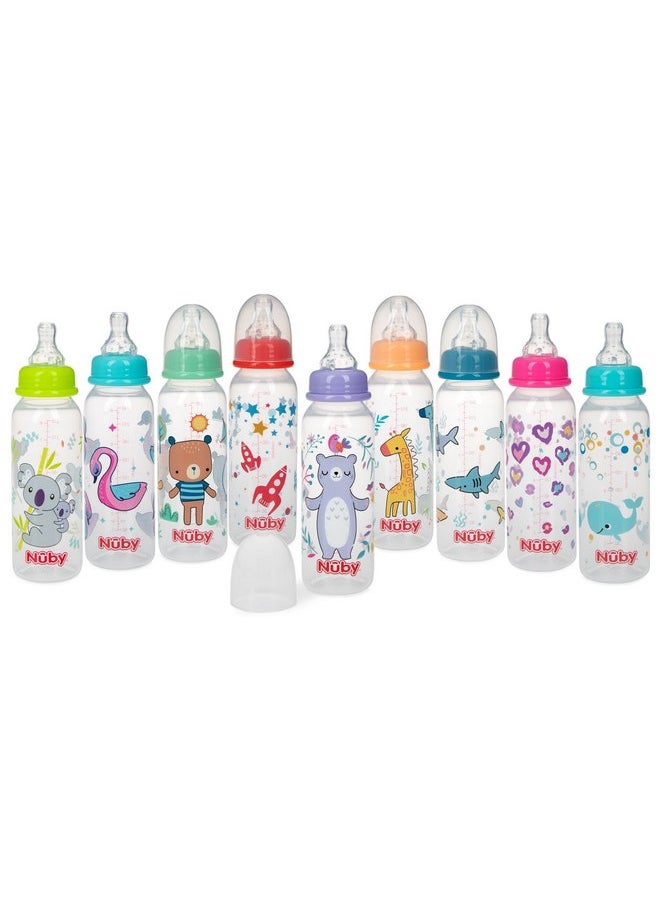 Nuby - Nuby Standard Neck Tinted Bottle, 8 Ounce, 1 Pack of 1 Bottle, Colors/Patterns May Vary - Image 1