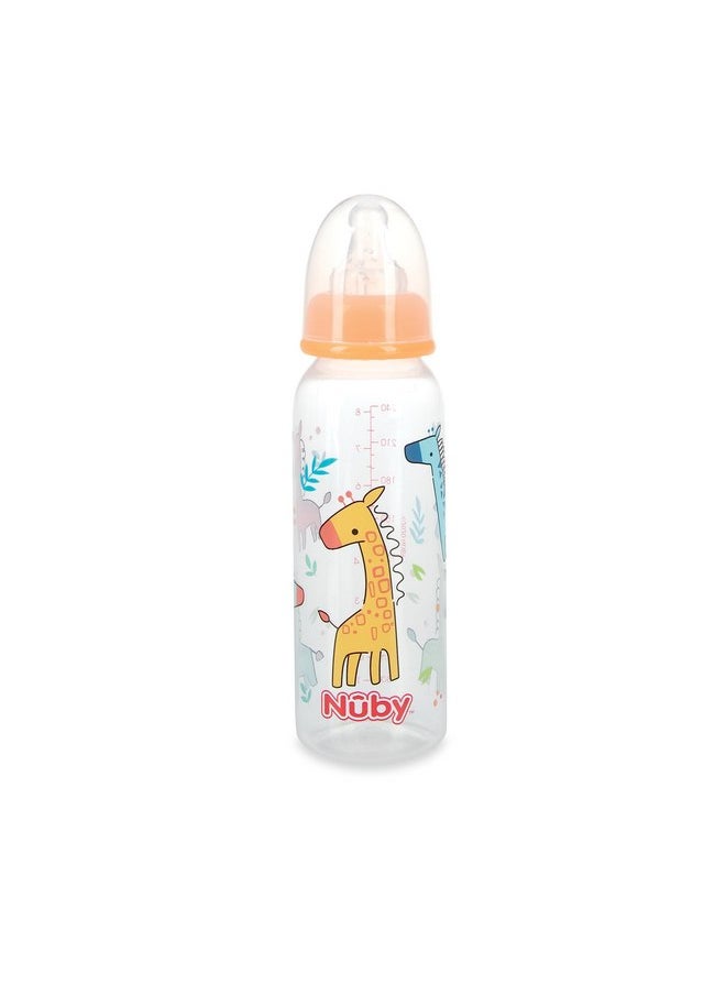 Nuby - Nuby Standard Neck Tinted Bottle, 8 Ounce, 1 Pack of 1 Bottle, Colors/Patterns May Vary - Image 1