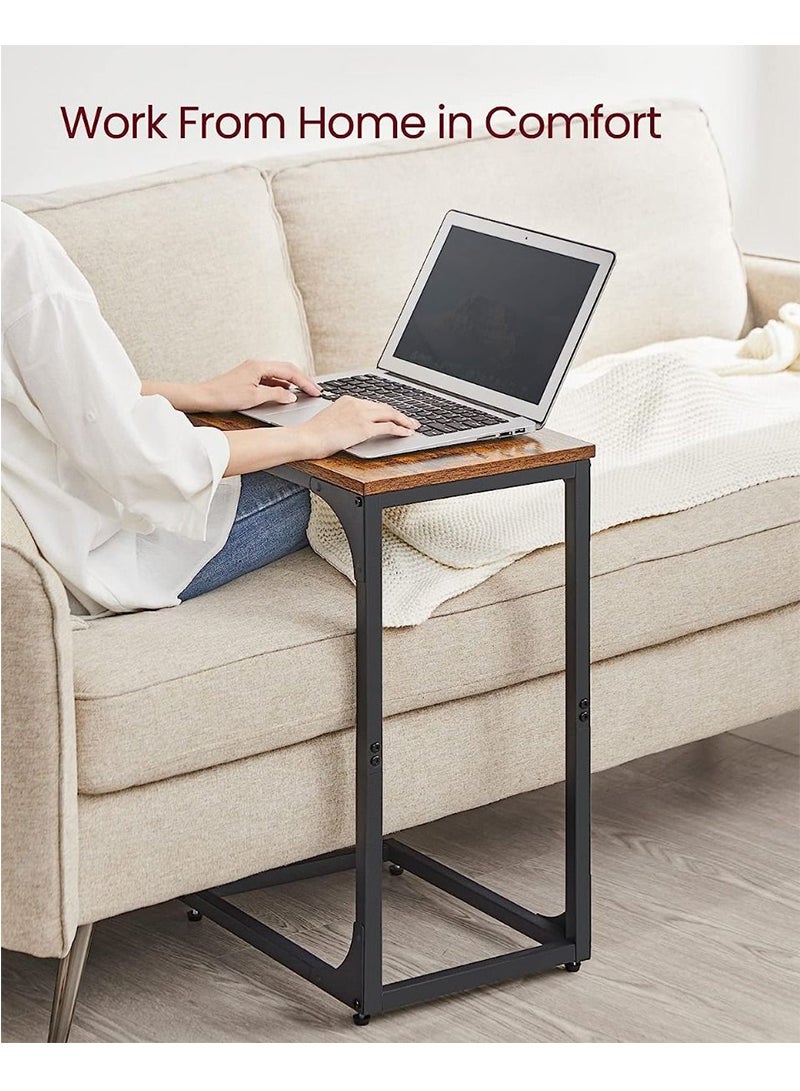 VASAGLE VASAGLE Dark Brown and Black LET350B01 Set Of 2 Slim End Table, Sofa Side C-Shaped Snack TV Tray Table with Metal Frame for Living Room, Bedroom (40x30x62cm)  - Image 3