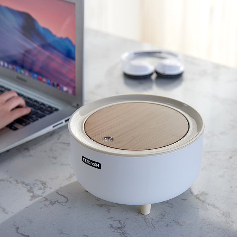 Japanese-style mini desktop trash can simple pressing garbage storage bucket student dormitory bedside table round trash can(Square) - Image 2