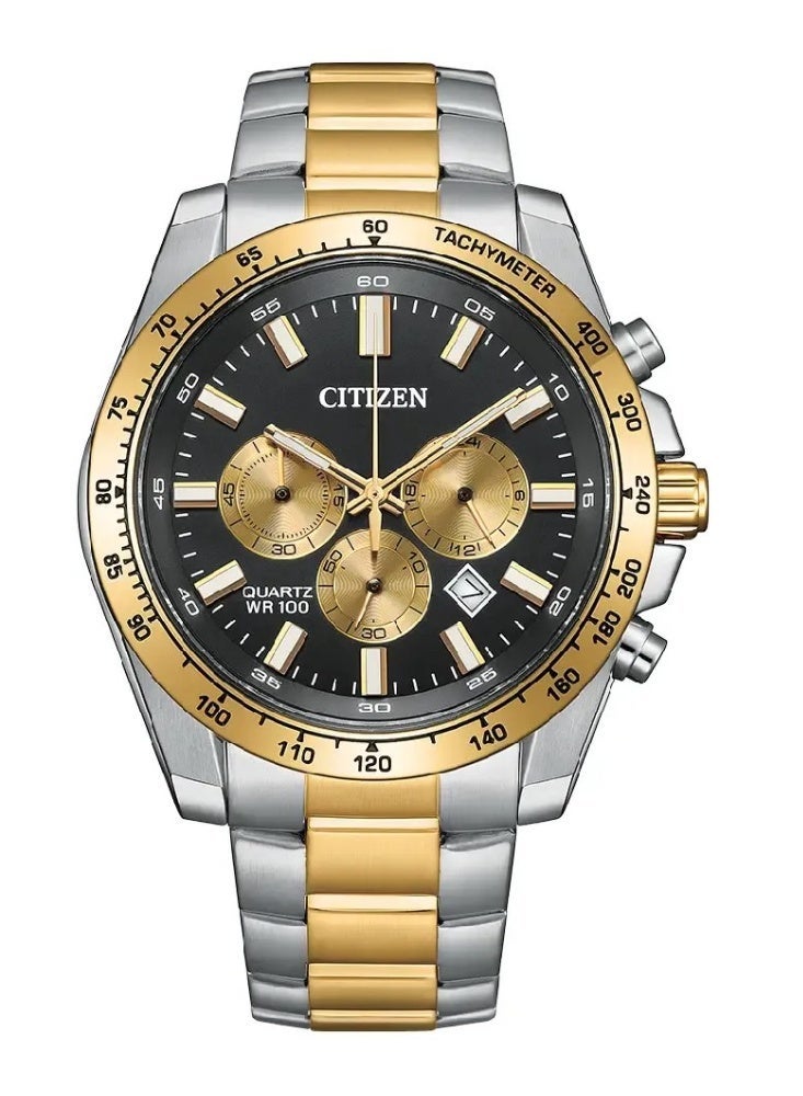 سيتيزن Chronograph Men's Watch AN8234-58E, 44 mm Black Dial, Two-Tone Stainless Steel Case & Bracelet, 100 m WR - Image 1