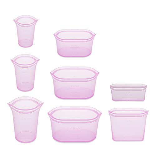 Zip Top Reusable Food Storage Bags | Full Set of 8 [Lavender] | Silicone Meal Prep Container | Microwave, Dishwasher and Freezer Safe | Made in the USA - Image 2