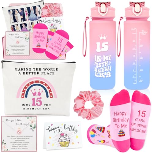 Awfrky 15 Year Old Girl Gifts Gifts for 15 Year Old Girl 15th Birthday Gift for Teen Girls Younger Sister Daughter Niece Granddaughter Sweet 15th Birthday Decorations for Teen Girls - Image 1