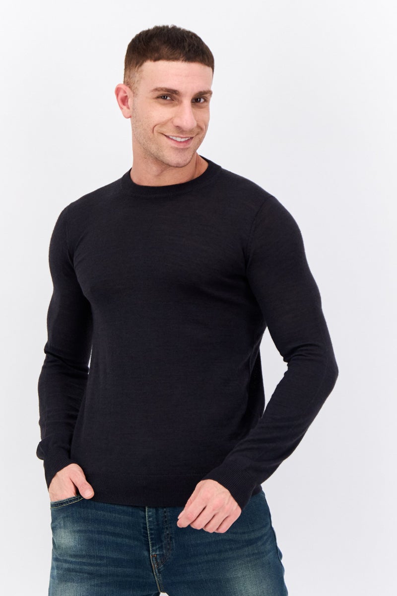 Sorbino Men Crew Neck Long Sleeves Heather Sweatshirt, Navy - Image 1