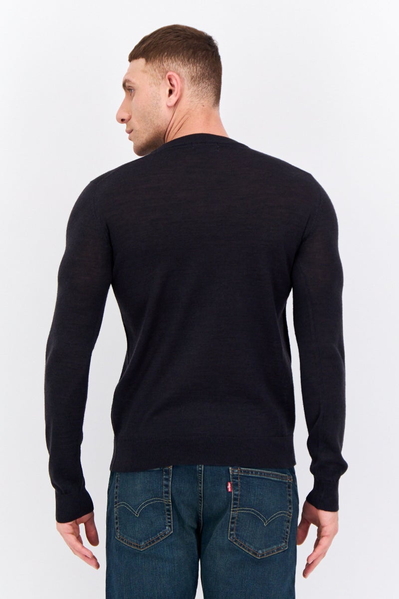 Sorbino Men Crew Neck Long Sleeves Heather Sweatshirt, Navy - Image 3