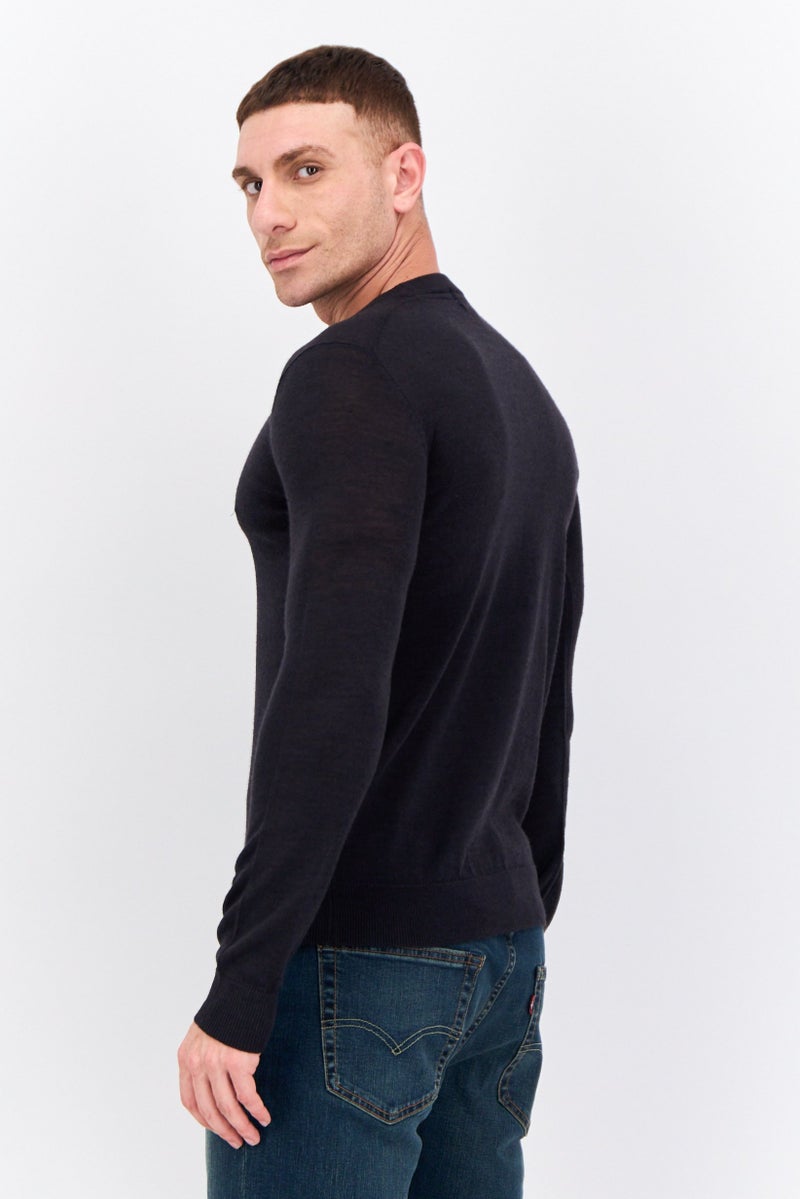 Sorbino Men Crew Neck Long Sleeves Heather Sweatshirt, Navy - Image 2