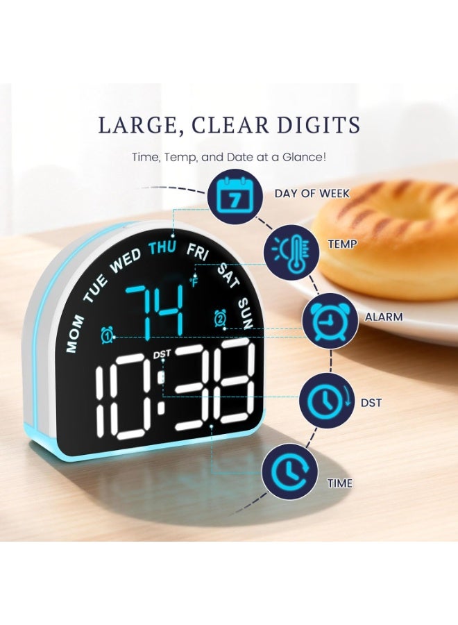 Arabest Heavy Sleeper Alarm Clock: Super Loud Alarm & Gentle Wake-Up Light for Adults, Kids, Teens | Digital Display with Time & Temperature | Adjustable Brightness & USB Charger | Compact Clock - Image 5