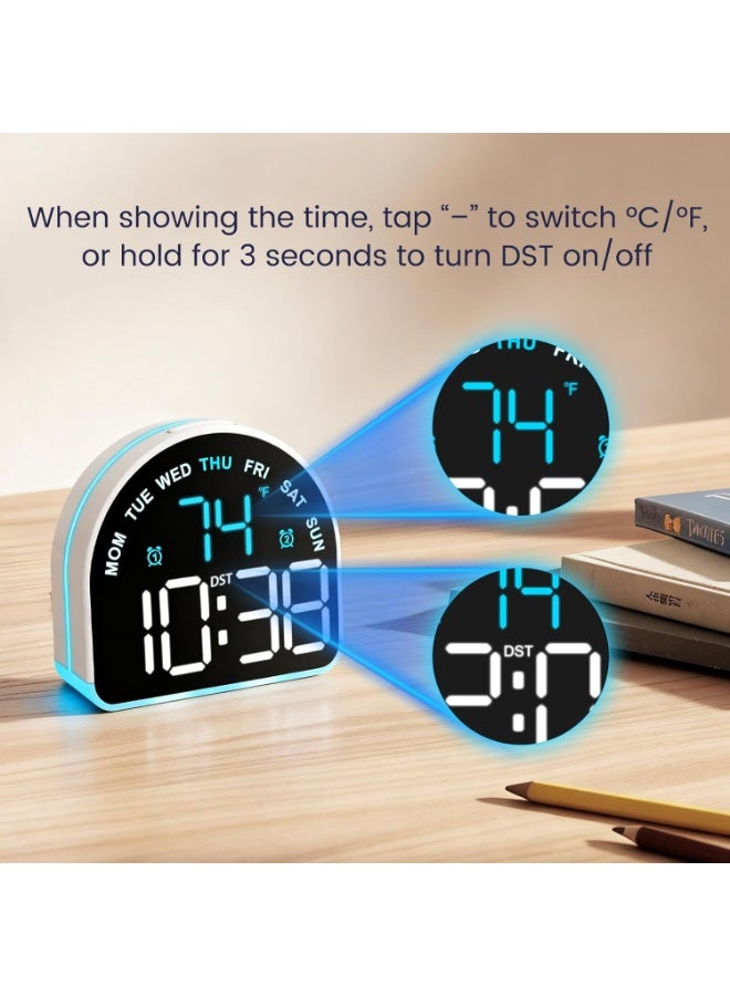 Arabest Heavy Sleeper Alarm Clock: Super Loud Alarm & Gentle Wake-Up Light for Adults, Kids, Teens | Digital Display with Time & Temperature | Adjustable Brightness & USB Charger | Compact Clock - Image 3