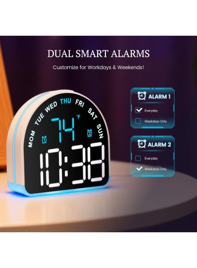 Arabest Heavy Sleeper Alarm Clock: Super Loud Alarm & Gentle Wake-Up Light for Adults, Kids, Teens | Digital Display with Time & Temperature | Adjustable Brightness & USB Charger | Compact Clock - Image 2