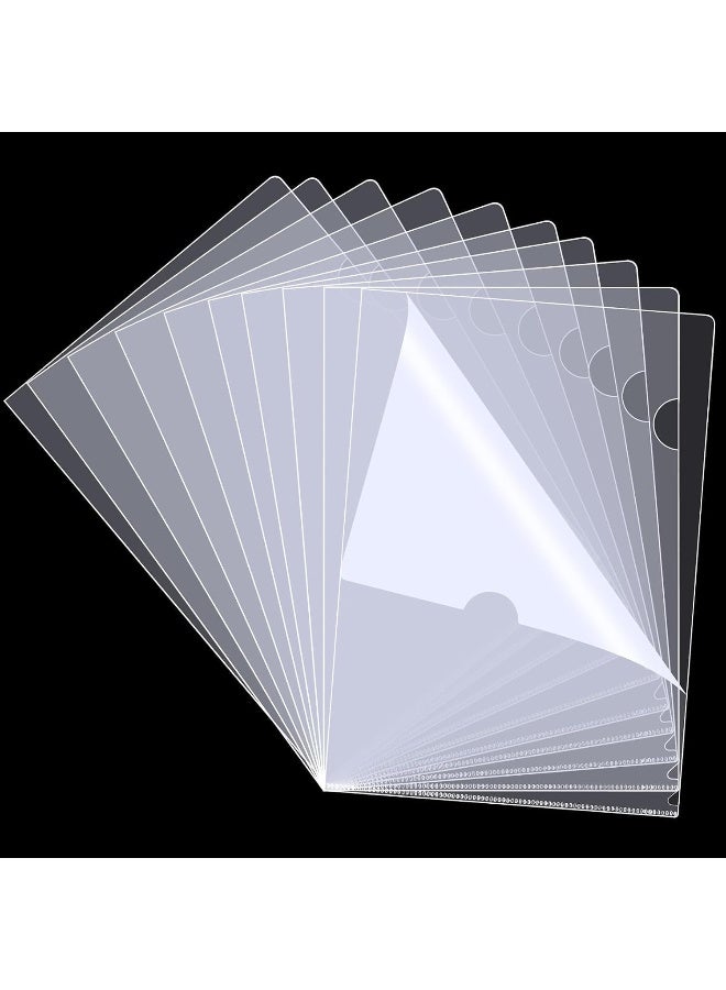 MOMENT 12 Pack Waterproof Clear File, A4 Plastic Transparent Folders A4 L-Type Transparent Pockets Folder, Clear Pockets Perfect Folder Plastic Or Document Covers For Office Or School Work  - Image 1