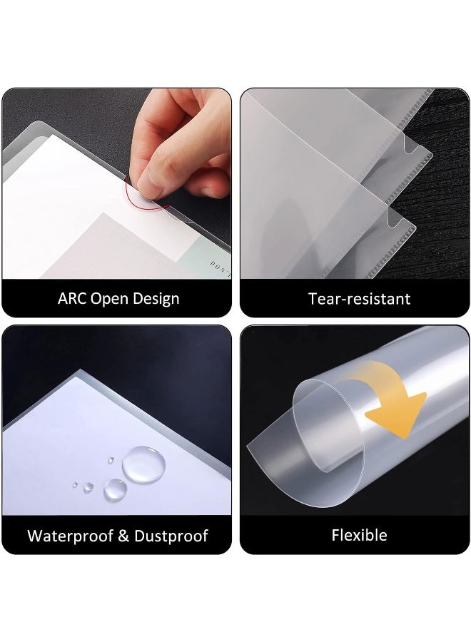 MOMENT 12 Pack Waterproof Clear File, A4 Plastic Transparent Folders A4 L-Type Transparent Pockets Folder, Clear Pockets Perfect Folder Plastic Or Document Covers For Office Or School Work  - Image 5