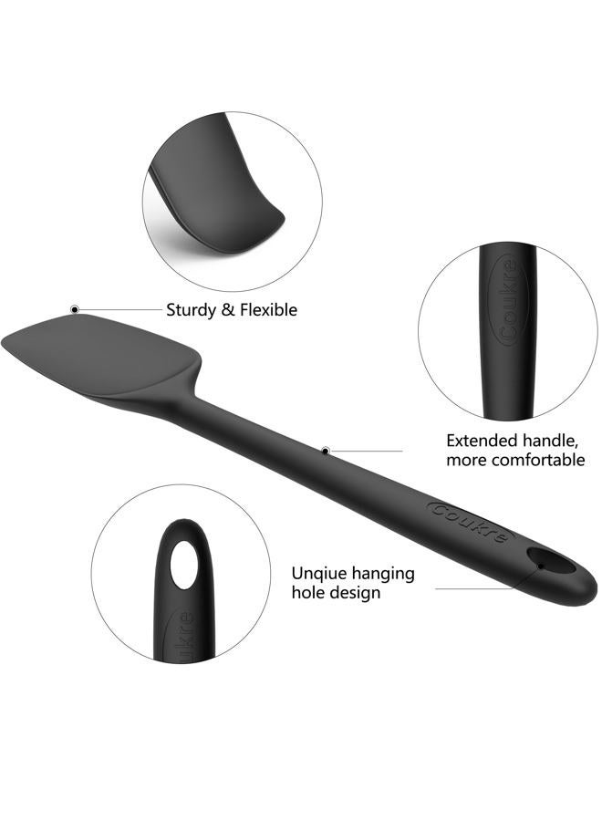 Coukre Silicone Spatula Set of 5,High Heat Resistant, Food Grade Silicone, Upgraded Extended Reinforced Handle,Dishwasher Safe, for Baking, Cooking (Pure Black, Solid color) - Image 3