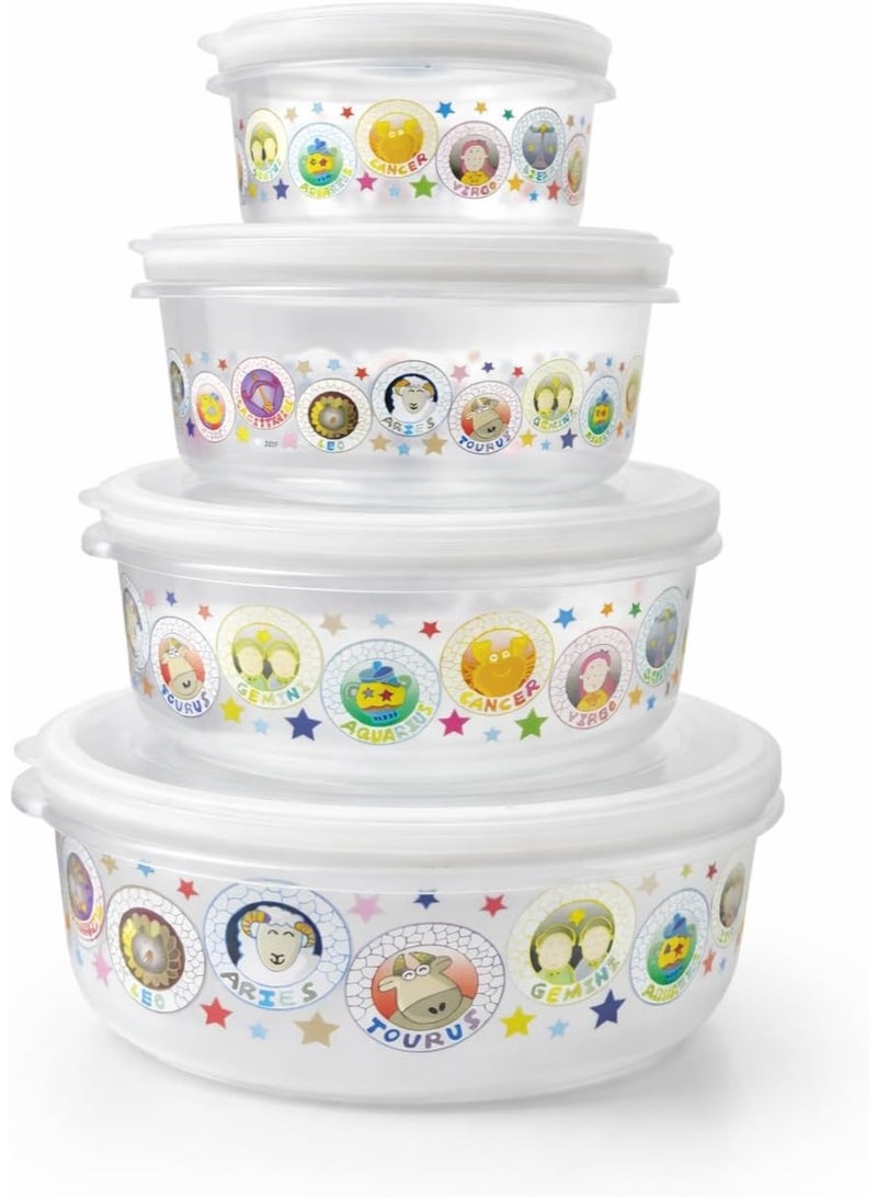 Hedge 4 Pack Round Food Containers with Lids, Leak-proof Plastic Meal Prep Bento Lunch Box Microwave Freezer Dishwasher Safe Multiple Sizes - Image 1