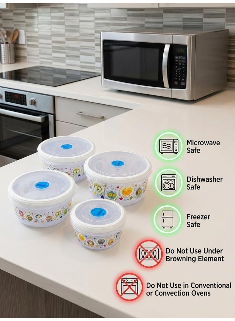 Hedge 4 Pack Round Food Containers with Lids, Leak-proof Plastic Meal Prep Bento Lunch Box Microwave Freezer Dishwasher Safe Multiple Sizes - Image 2