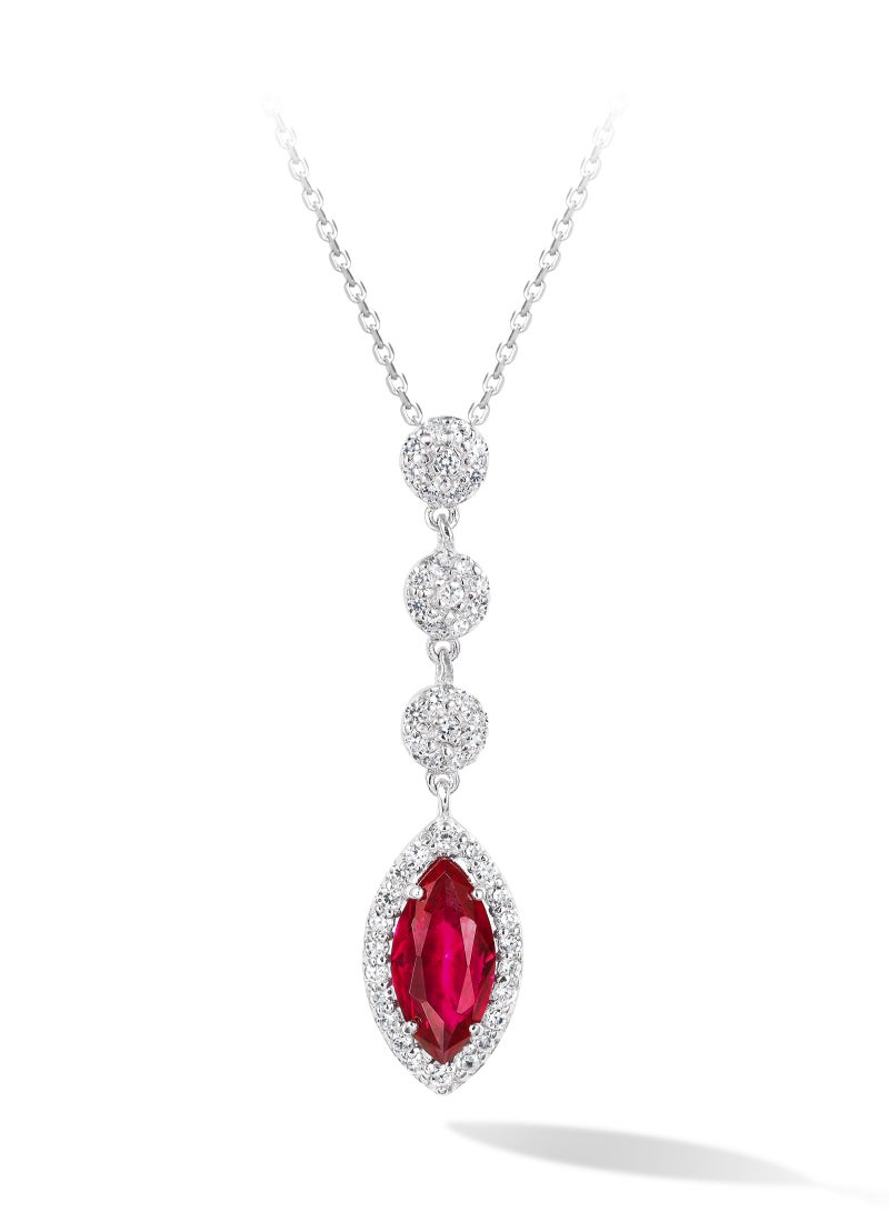 AWNL Crimson Romance Women's Necklace - Pendant with Wine Red CZ Diamond and Sterling Silver, Middle East Exclusive Collection - Image 3