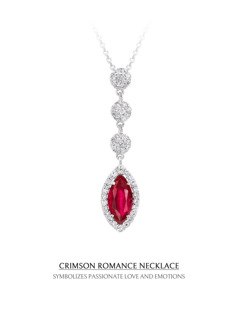 AWNL Crimson Romance Women's Necklace - Pendant with Wine Red CZ Diamond and Sterling Silver, Middle East Exclusive Collection - Image 4