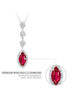 AWNL Crimson Romance Women's Necklace with Wine Red CZ Diamond, Sterling Silver Pendant Gift for Wife Girlfriend Mother  - Image 5