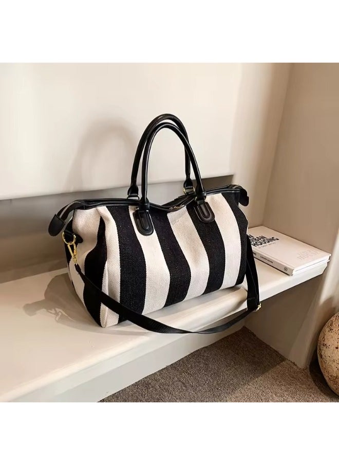 Rup Art Commuter Ladies Handbags Crossbody Bag Large Capacity Designer Canvas Bags Striped Leisure Handbags For Women Rup Art  - Image 2