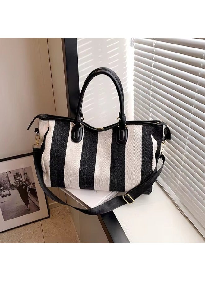 Rup Art Commuter Ladies Handbags Crossbody Bag Large Capacity Designer Canvas Bags Striped Leisure Handbags For Women Rup Art  - Image 3