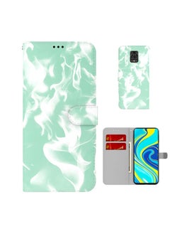 HuHa Case Cover For Xiaomi Redmi Note 9 Pro/Note 9S/Note 9 Pro Max Cloud Fog Pattern Horizontal Flip Leather Case with Holder & Card Slot & Wallet Mint Green 