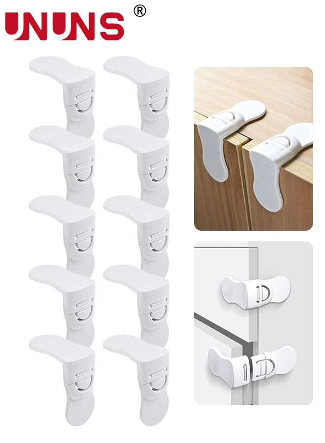 UNUNS قفل أمان للأطفال مكون من 10 قطع، أقفال خزانة لاصقة، قفل ثلاجة صغير لسلامة الأطفال، أقفال زاوية، يناسب تمامًا قفل الخزانات، والأبواب المنزلقة، والأدراج، ومقعد المرحاض، والفريزر، ومقعد الخزانة - Image 1