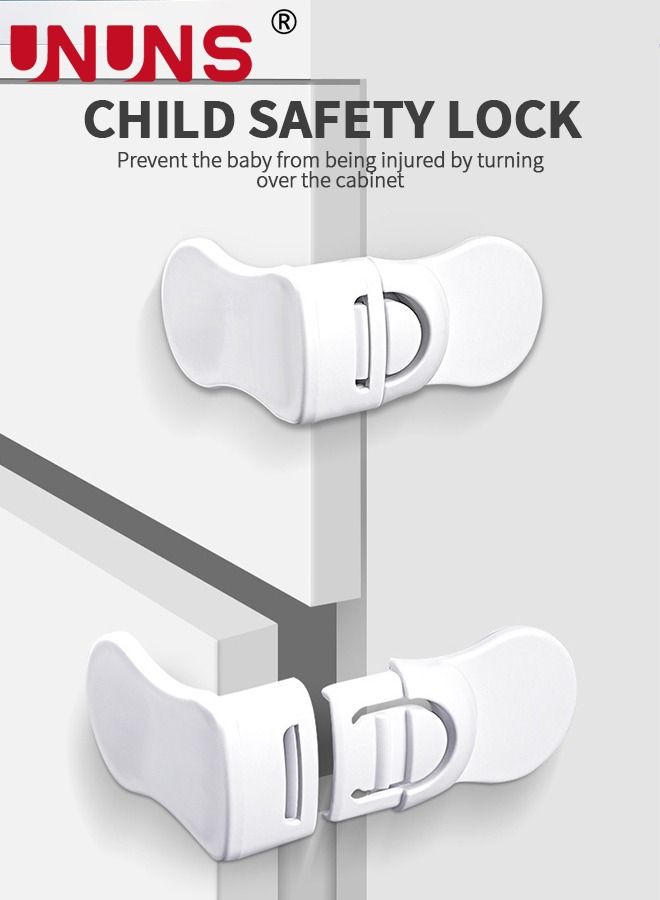 UNUNS قفل أمان للأطفال مكون من 10 قطع، أقفال خزانة لاصقة، قفل ثلاجة صغير لسلامة الأطفال، أقفال زاوية، يناسب تمامًا قفل الخزانات، والأبواب المنزلقة، والأدراج، ومقعد المرحاض، والفريزر، ومقعد الخزانة - Image 2