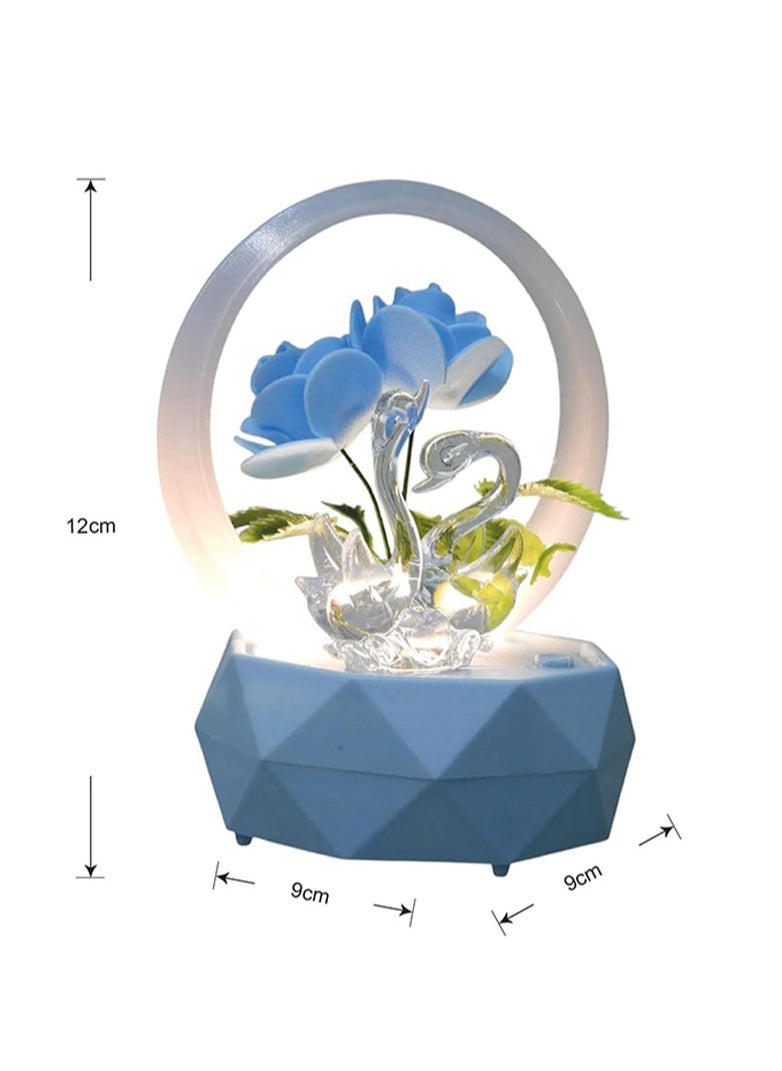 Elegant Goose LED Battery Operated Flower Gift Box For Wedding Anniversary Birthday Mothers Day and Any Special Occasions Blue