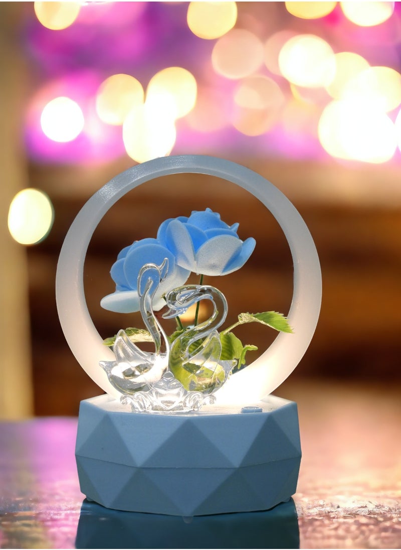 Elegant Goose LED Battery Operated Flower Gift Box For Wedding Anniversary Birthday Mothers Day and Any Special Occasions Blue