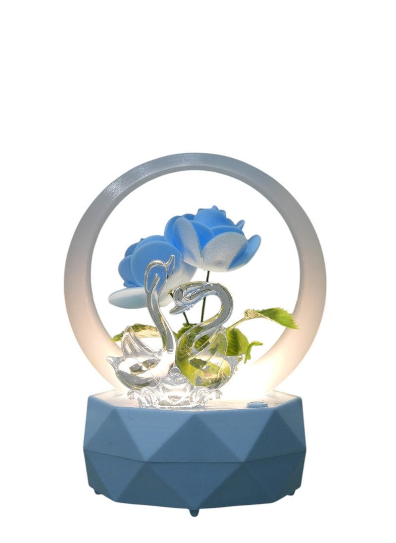 Elegant Goose LED Battery Operated Flower Gift Box For Wedding Anniversary Birthday Mothers Day and Any Special Occasions Blue