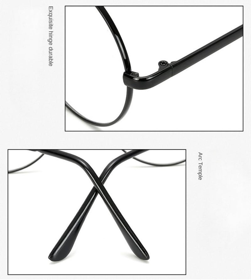 Lovef Large Oversized Metal Frame Clear Lens Round Circle Vintage Eye Glasses 5.4 * 2inch - Image 5