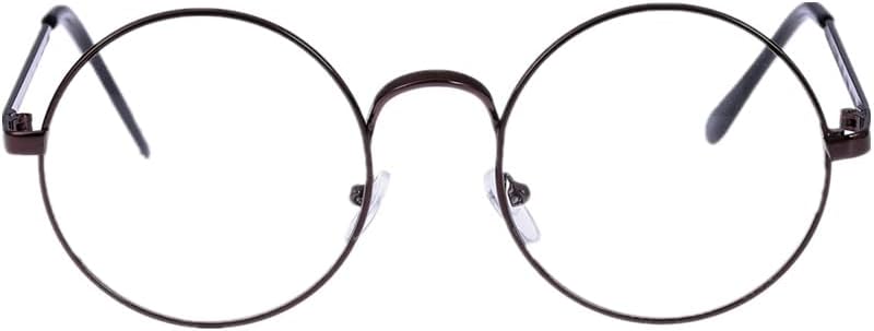Lovef Large Oversized Metal Frame Clear Lens Round Circle Vintage Eye Glasses 5.4 * 2inch - Image 2