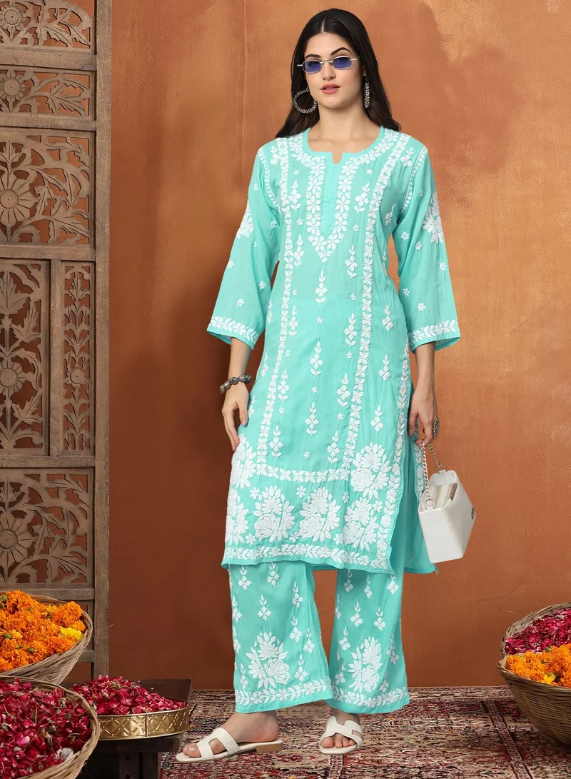 Alaya Women Hand Embroidered Chikankari Modal Kurta set-AL4049KS