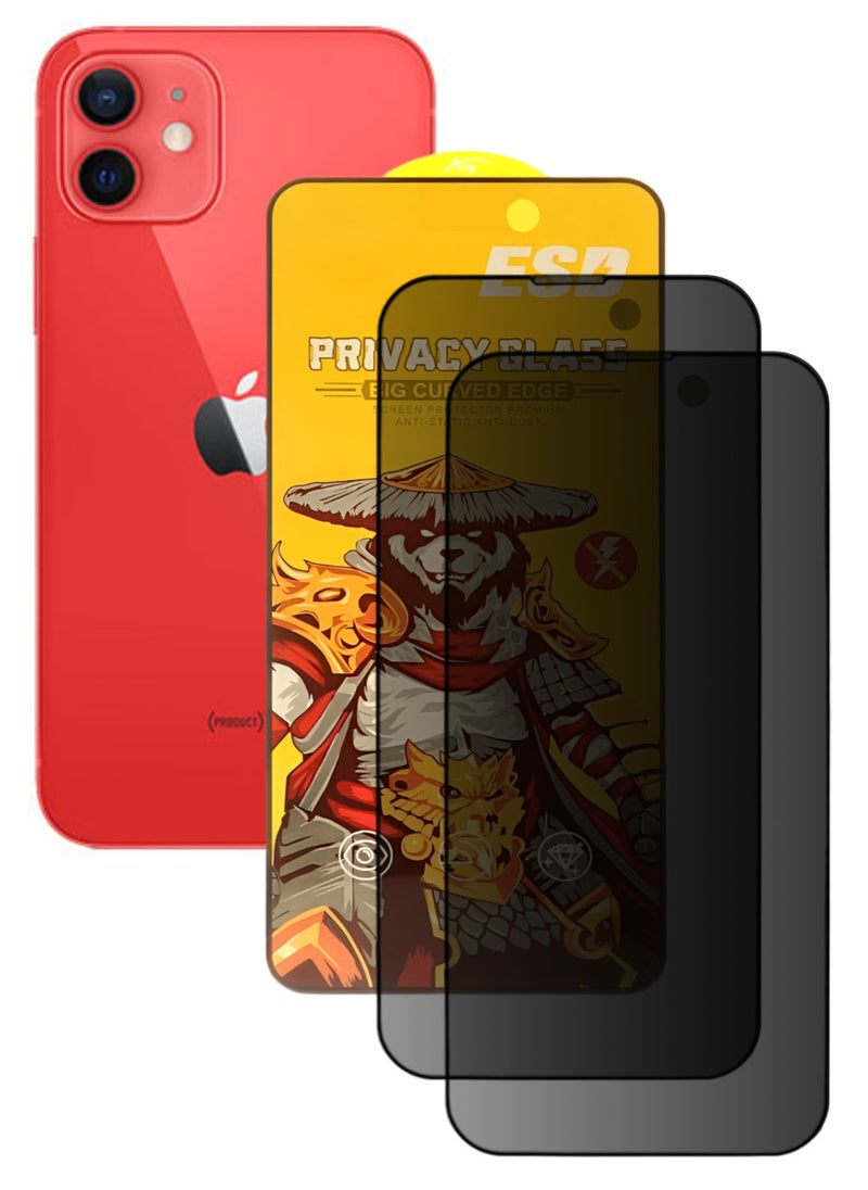 ESD 2 Pieces Tempered Dustproof Privacy Glass Screen Protector Compatible For iPhone 12 - Image 1