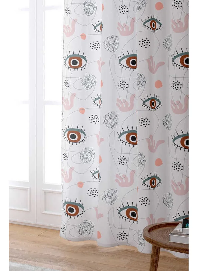 Cango Home White Eye Patterned Digital Printed Curtain CGH248-PR