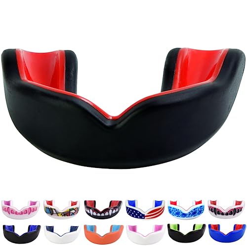 Oral Mart Black/Red Youth Mouth Guard for Kids - Youth Mouthguard for Karate, Flag Football, Martial Arts, Taekwondo, Boxing, Football, Rugby, BJJ, Muay Thai, Soccer, Hockey - Image 1