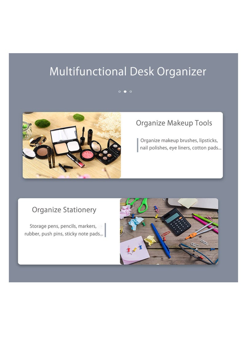 SYOSI SYOSI, 2pcs Pen Organizer for Desk, Desk Plastics Organizer, Storage Holder for Pencil, Markers, Makeup Lipsticks, Brush, Large Capacity Stationery Office Supply for Office, School, Home  - Image 5